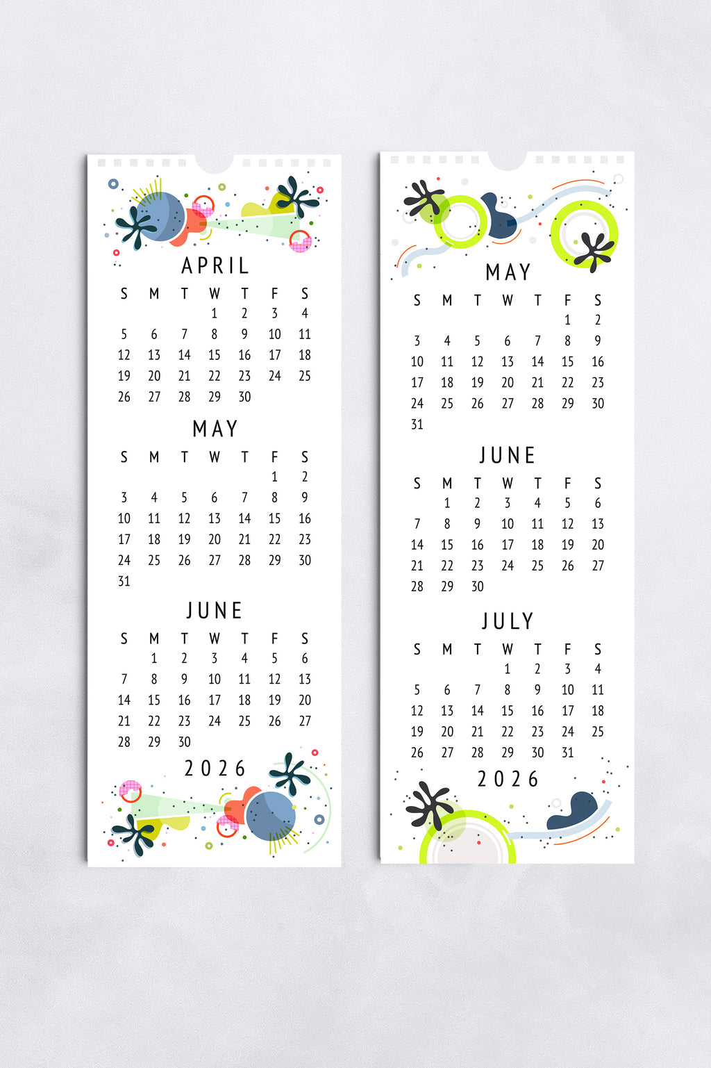2026 Three-Month Wall Calendar – 13 Spreads with Abstract Art