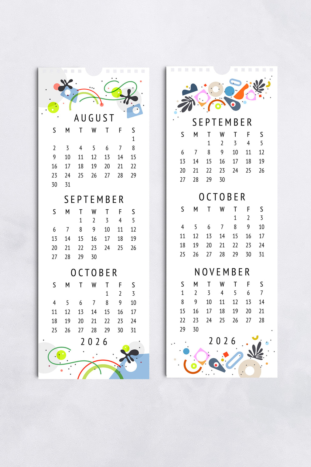 2026 Three-Month Wall Calendar – 13 Spreads with Abstract Art