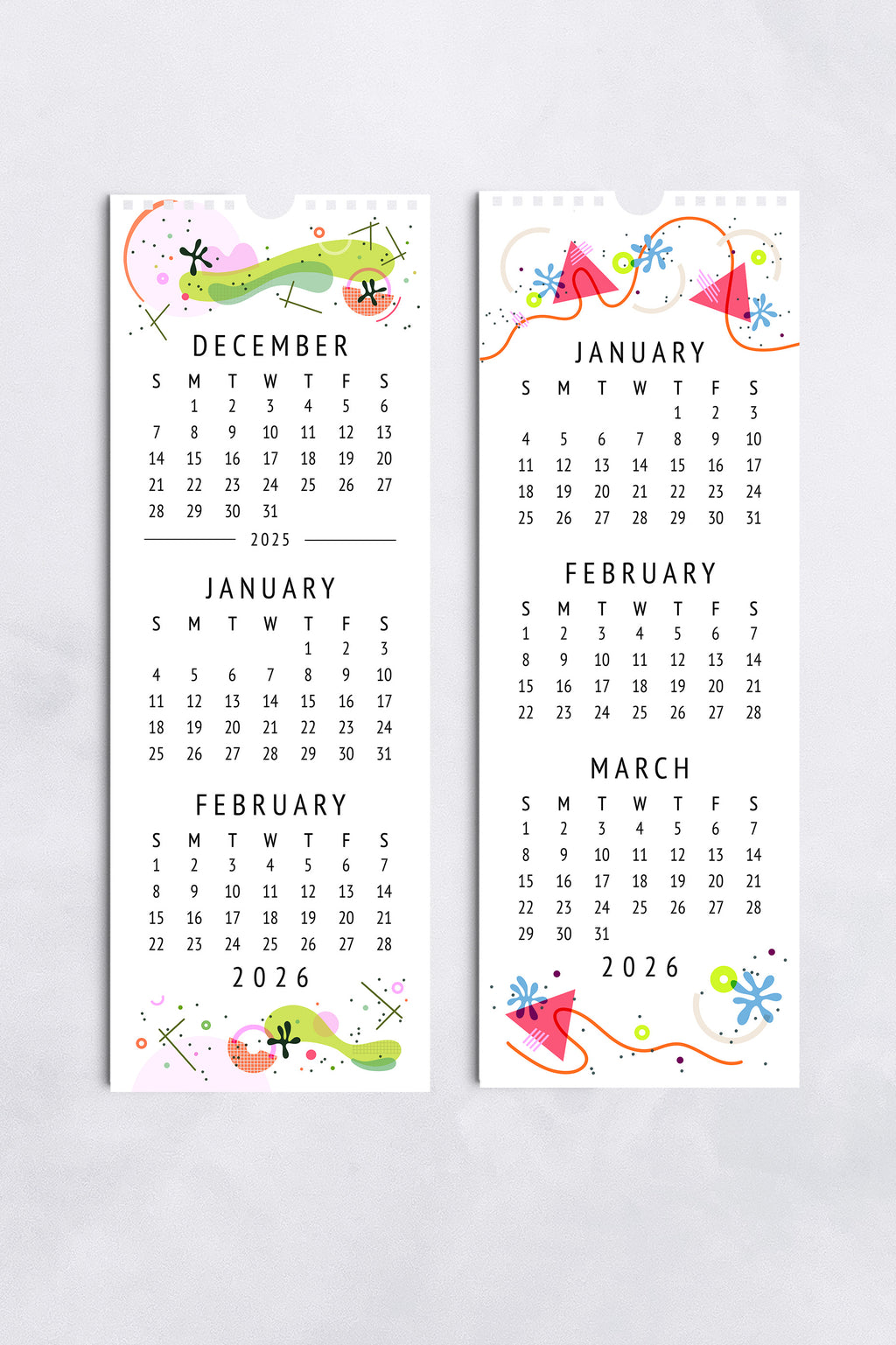 2026 Three-Month Wall Calendar – 13 Spreads with Abstract Art