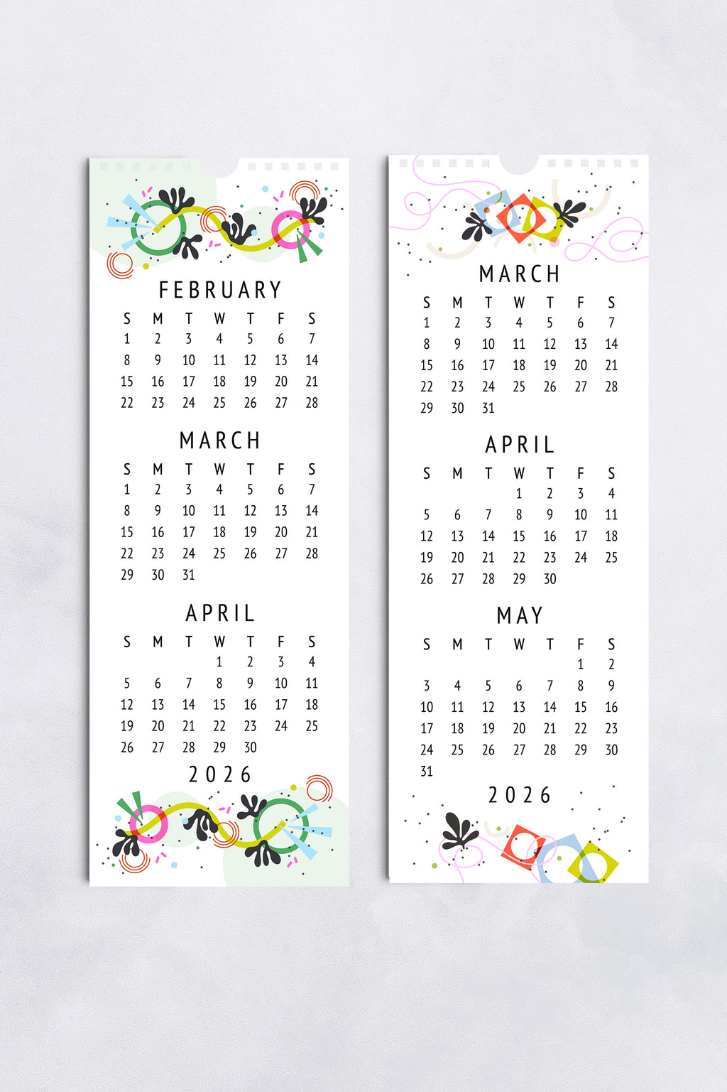 2026 Three-Month Wall Calendar – 13 Spreads with Abstract Art