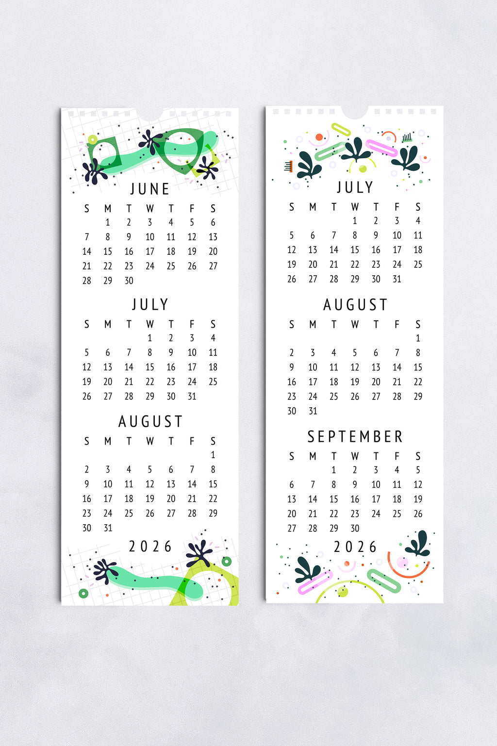 2026 Three-Month Wall Calendar – 13 Spreads with Abstract Art