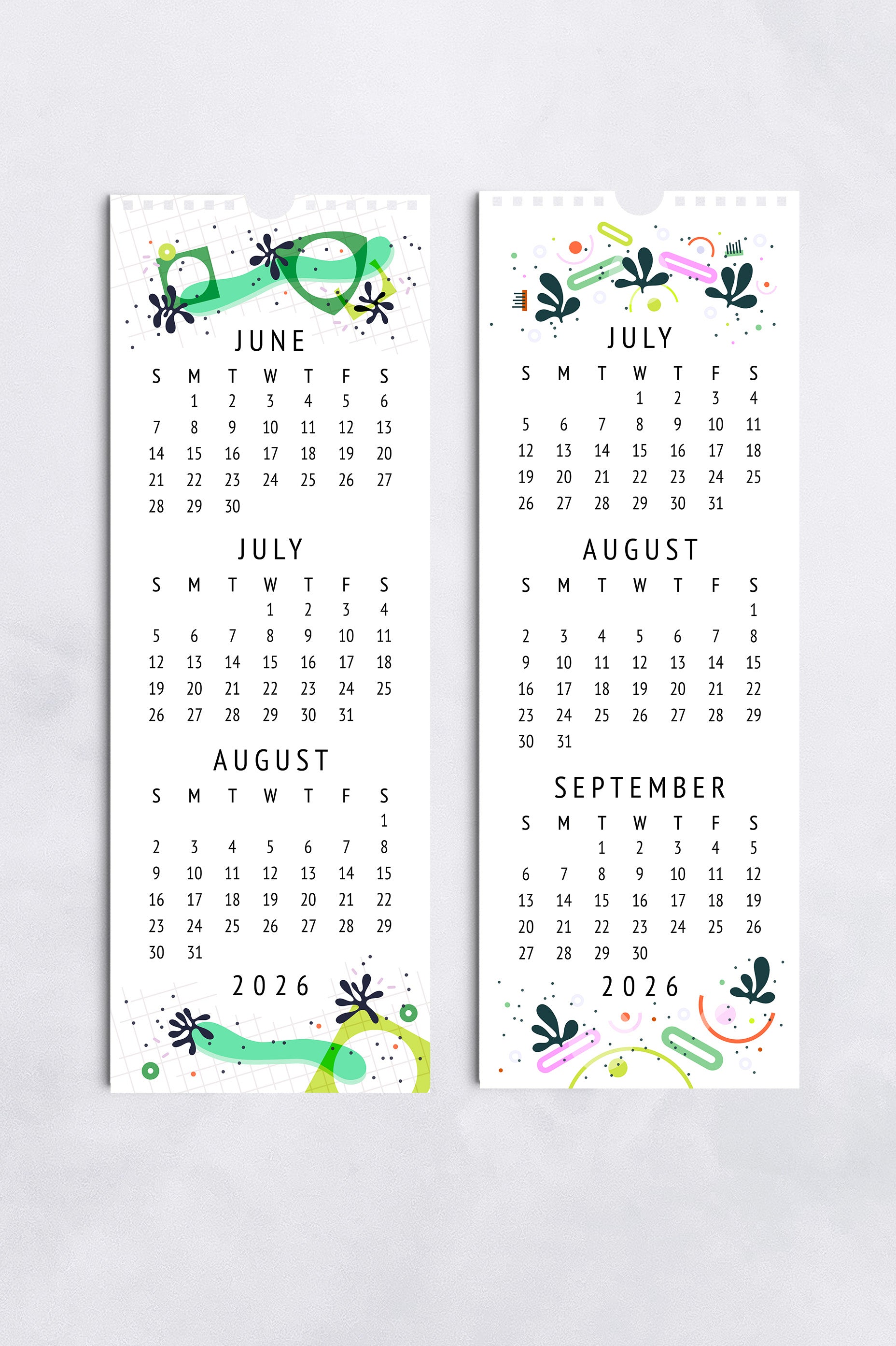 2026 Three-Month Wall Calendar – 13 Spreads with Abstract Art