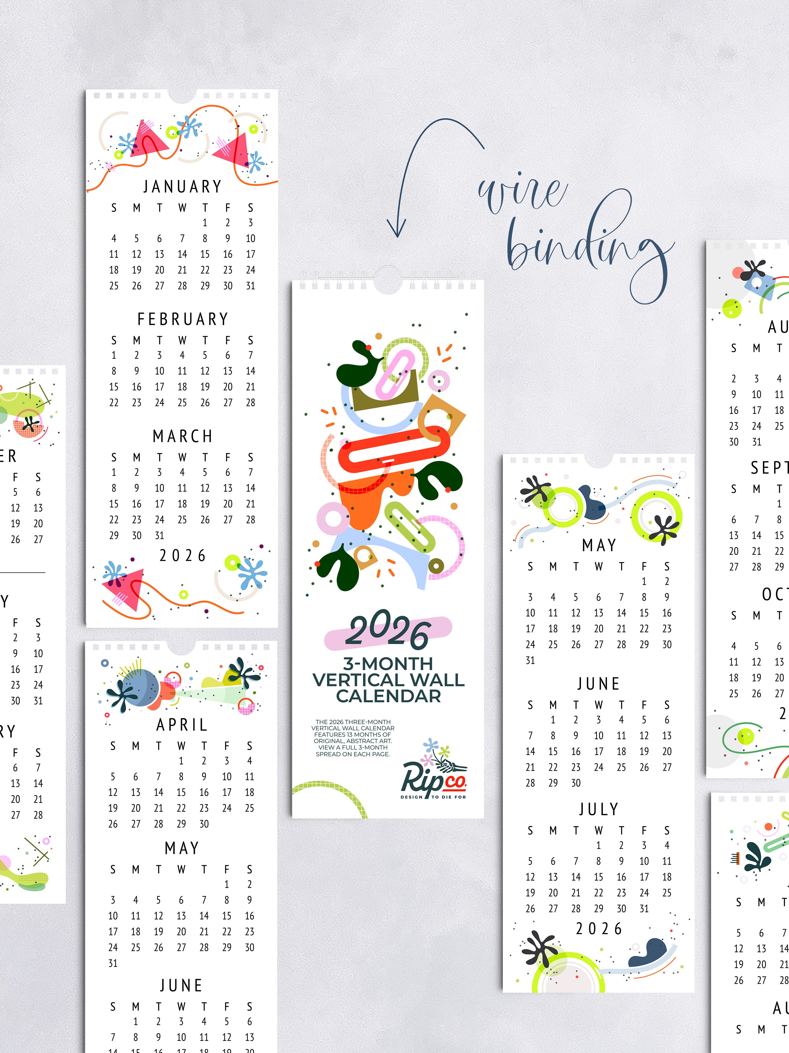 Preorder: 2026 Three-Month Wall Calendar – 13 Spreads with Abstract Art