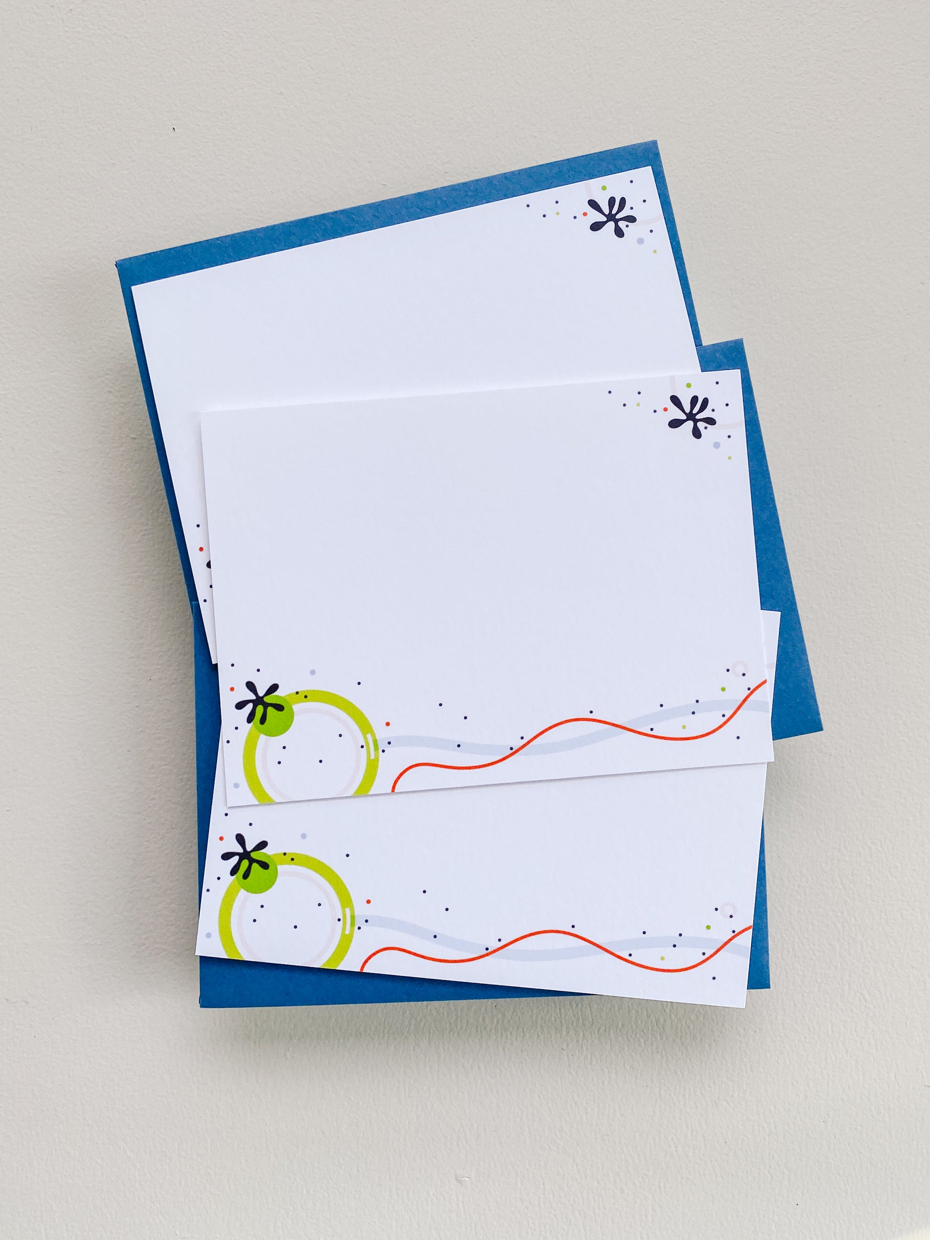 Green Circles Flat Note Card Set – 3.5x4.875 (Set of 3)