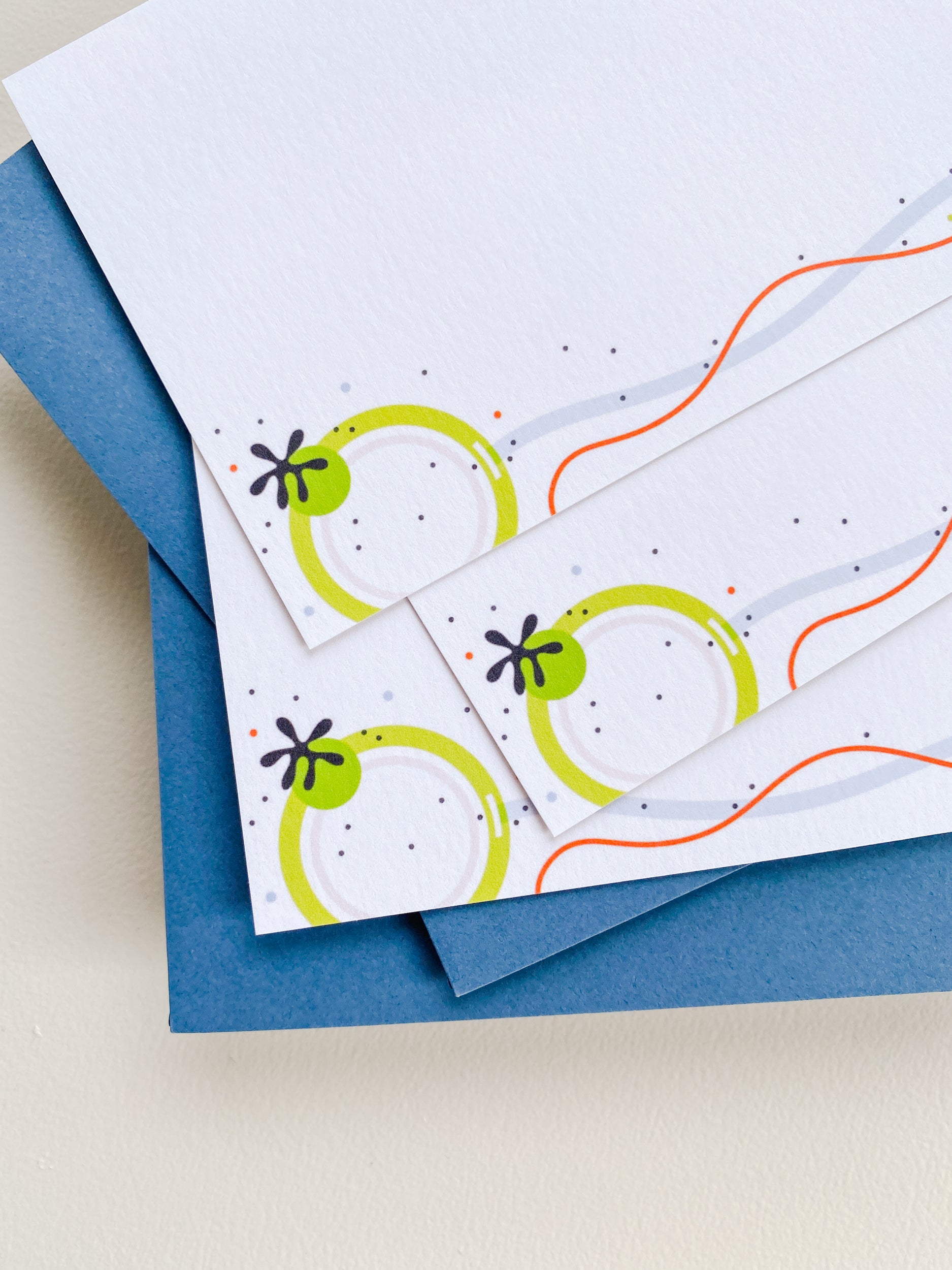 Green Circles Flat Note Card Set – 3.5x4.875 (Set of 3)