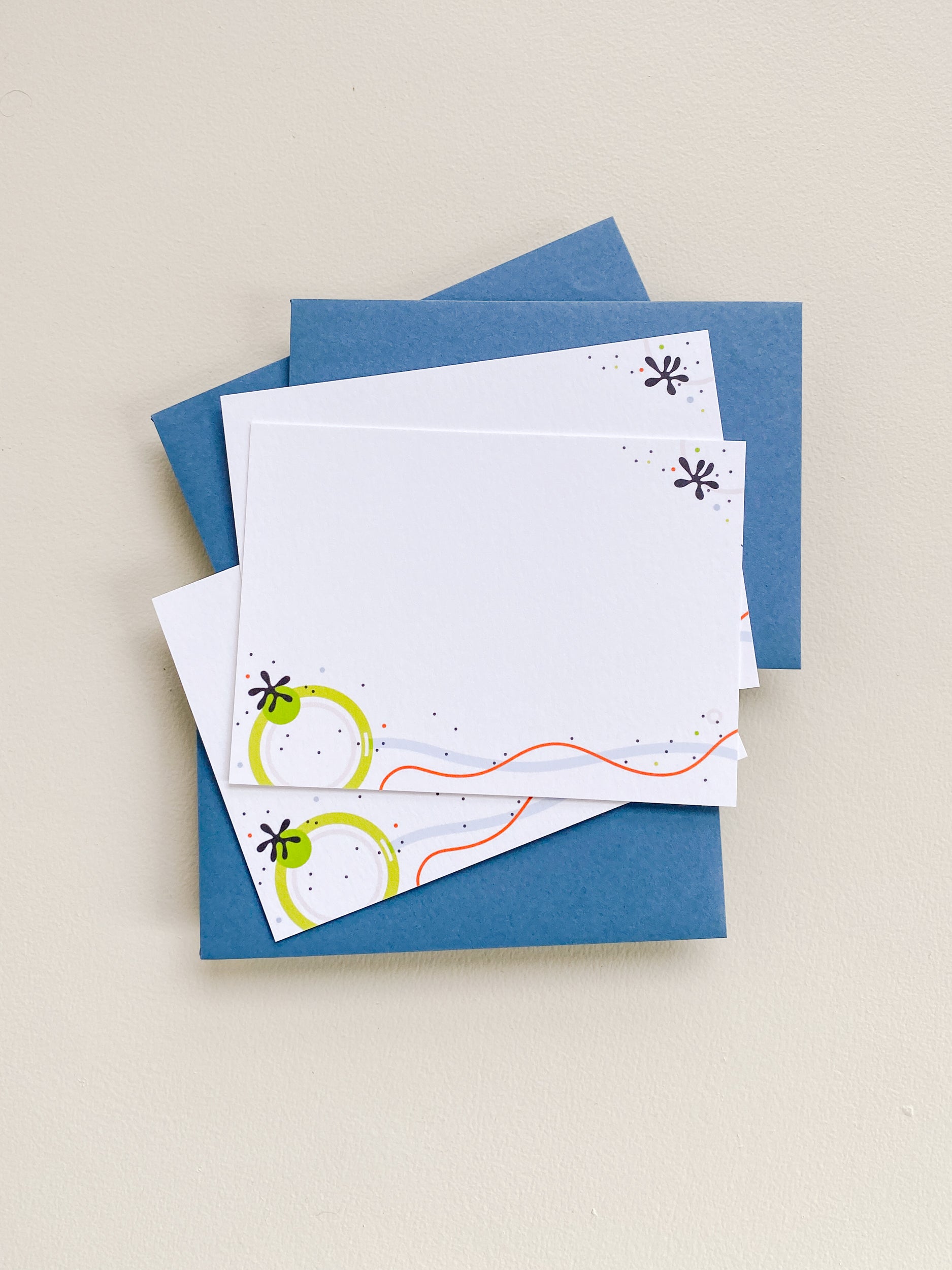 Green Circles Flat Note Card Set – 3.5x4.875 (Set of 3)