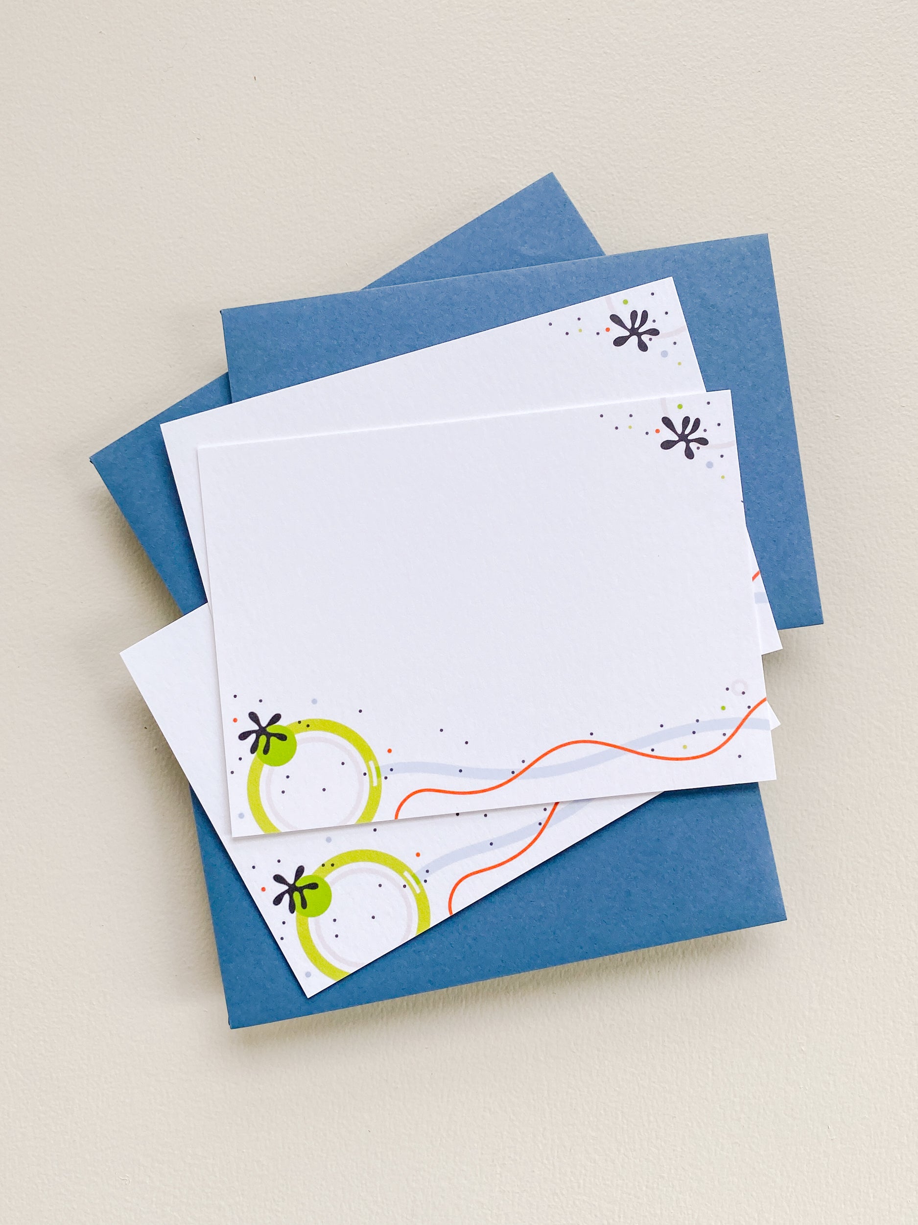 Green Circles Flat Note Card Set – 3.5x4.875 (Set of 3)