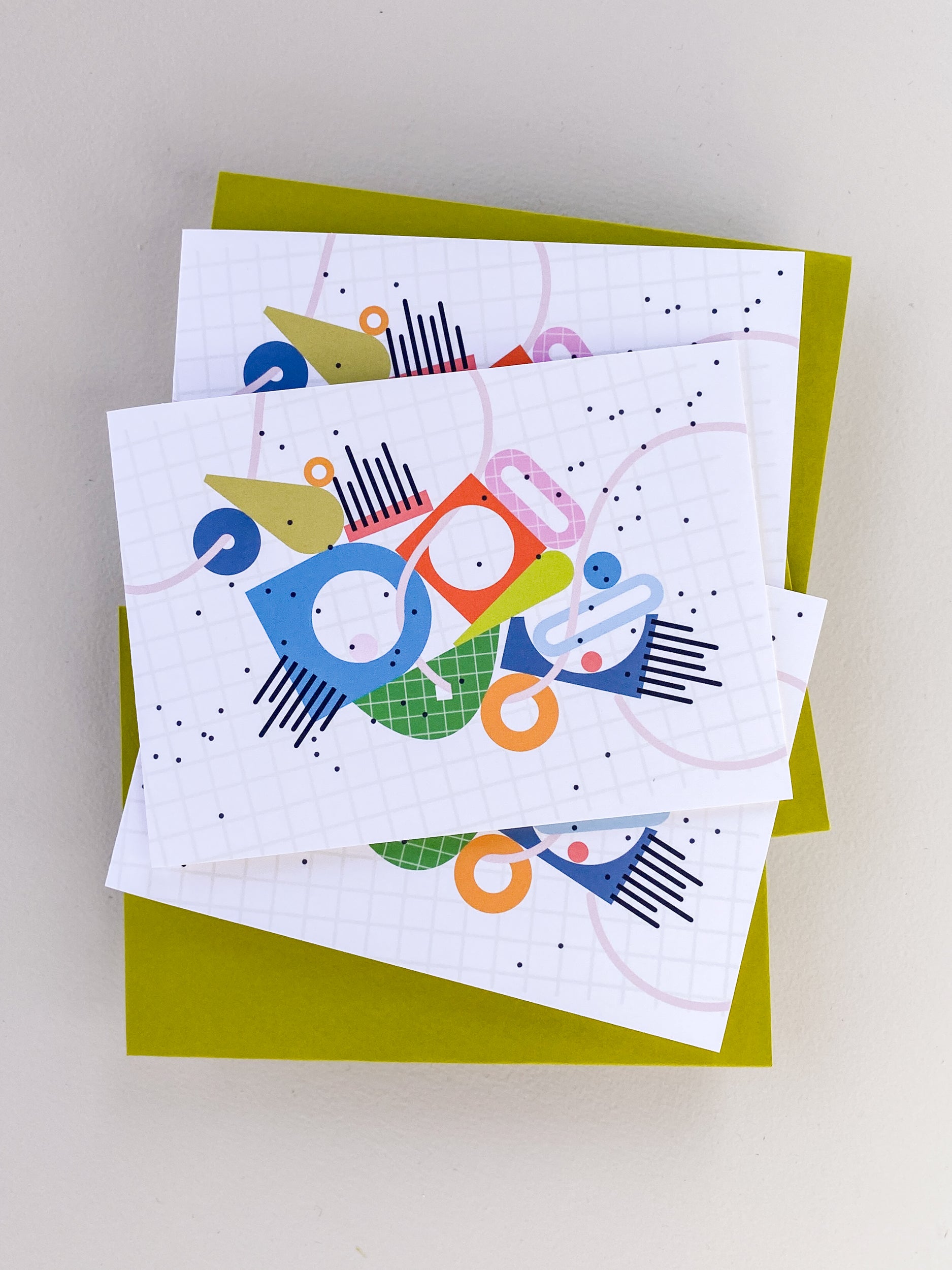 Geo Collage Notecard Set – 3.5x4.875 Folded Cards (Set of 3)