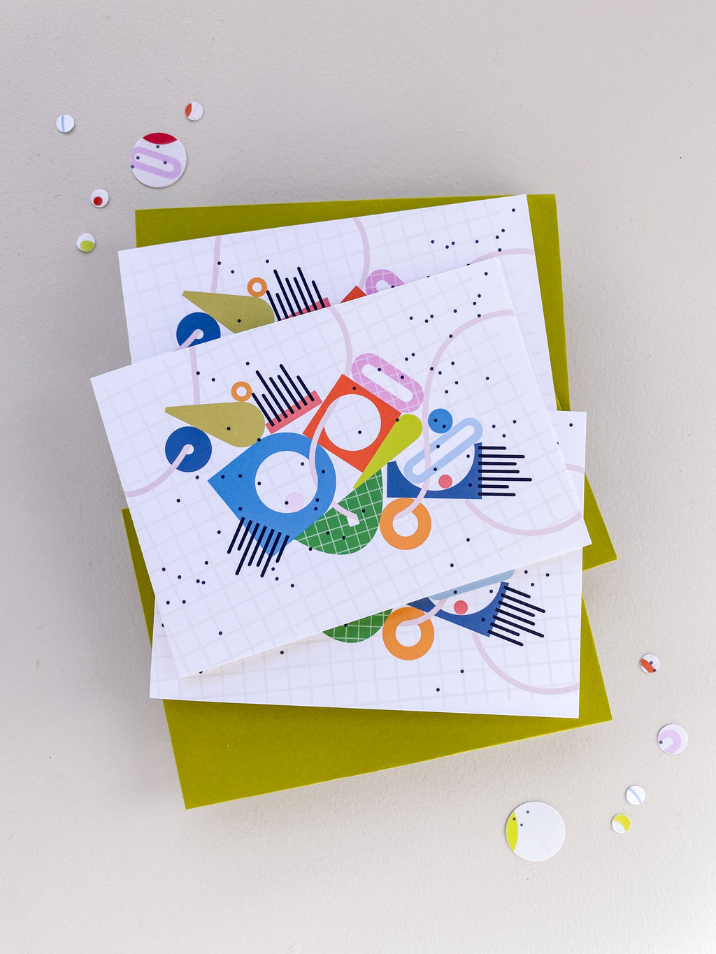 Geo Collage Notecard Set – 3.5x4.875 Folded Cards (Set of 3)