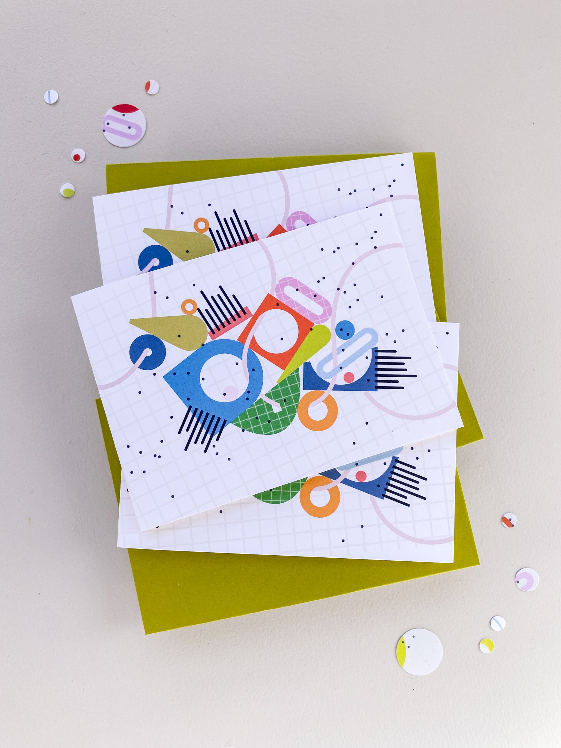Geo Collage Notecard Set – 3.5x4.875 Folded Cards (Set of 3)