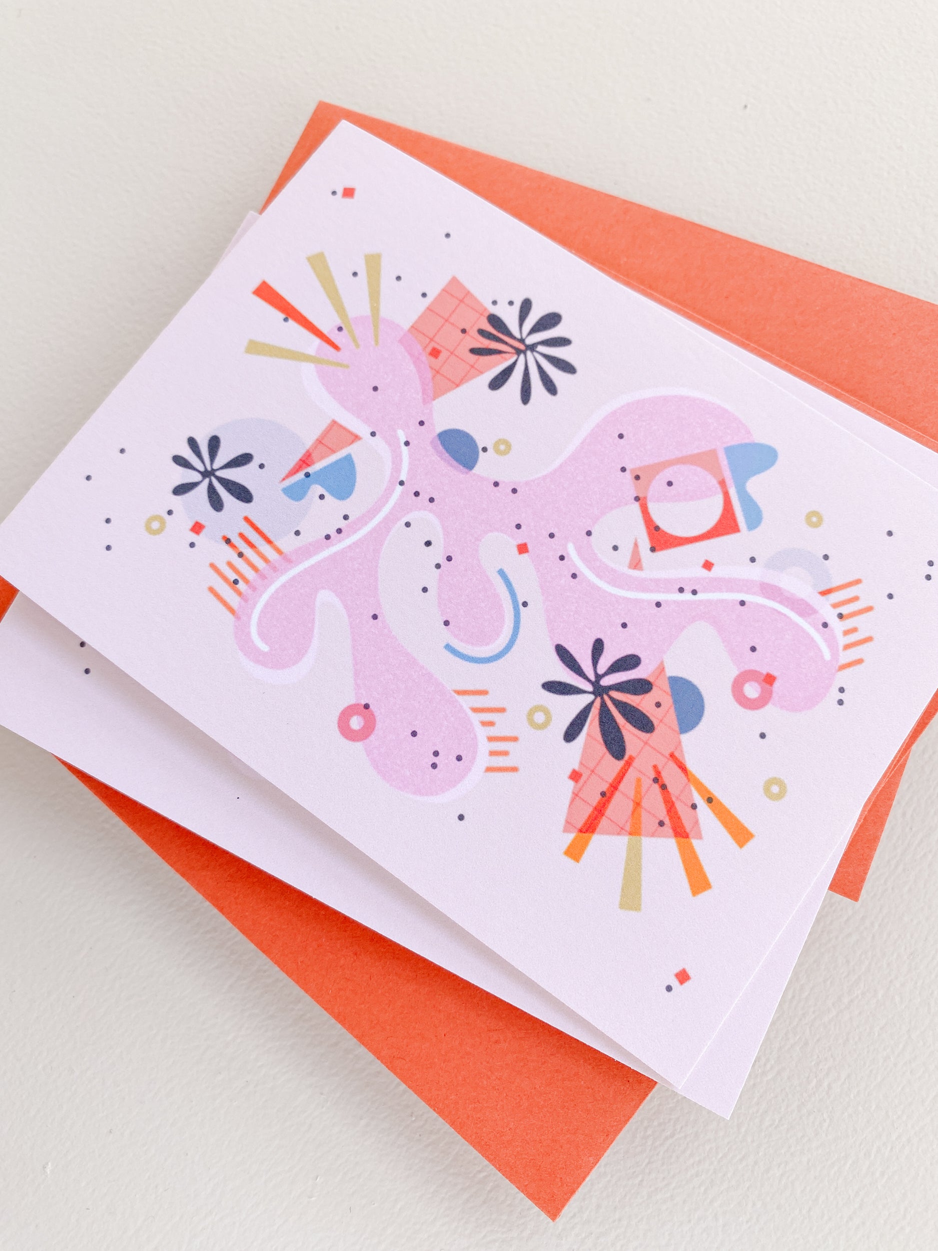 Pink Burst Notecard Set – 3.5x4.875 Folded Cards (Set of 3)