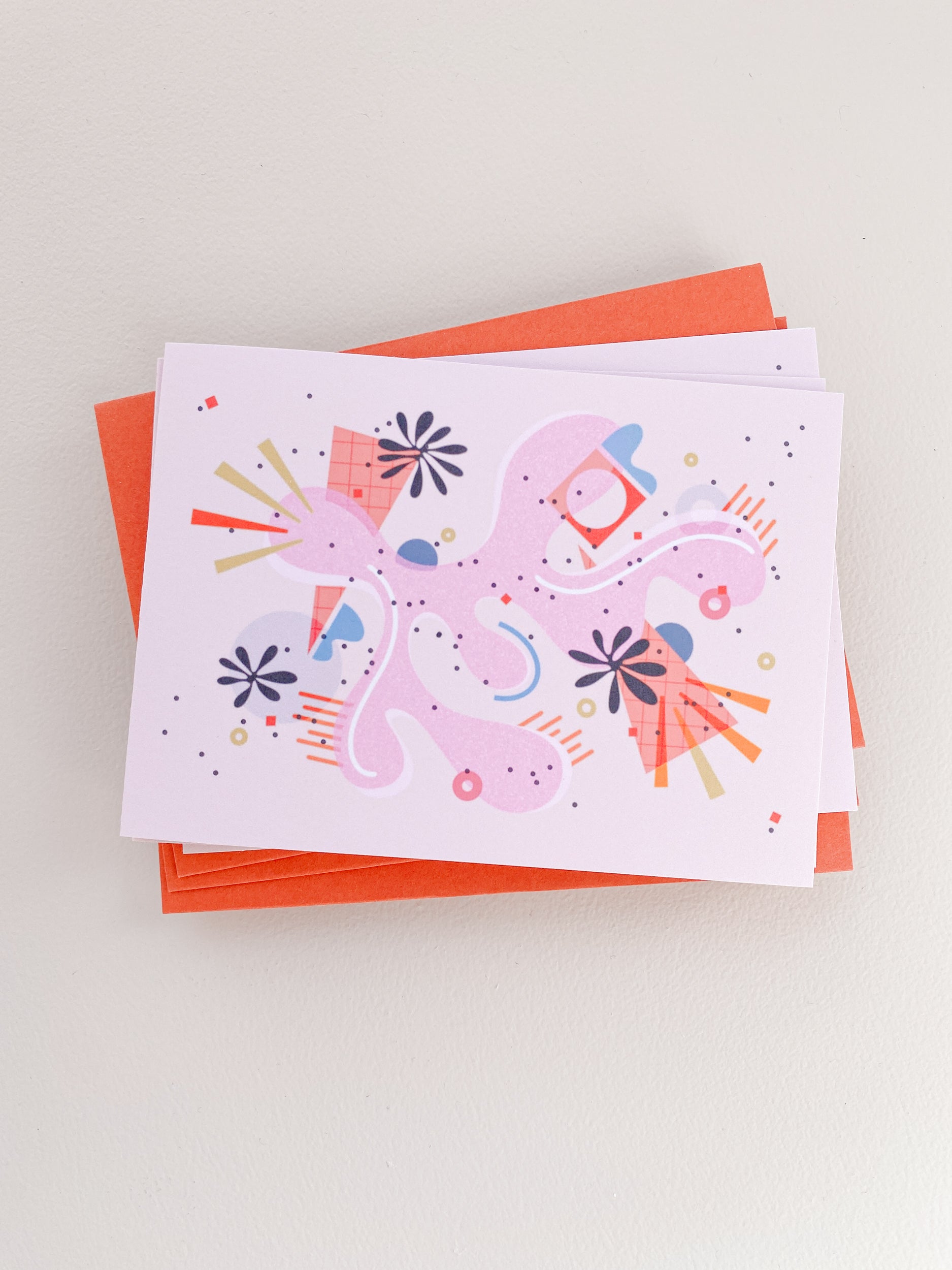 Pink Burst Notecard Set – 3.5x4.875 Folded Cards (Set of 3)