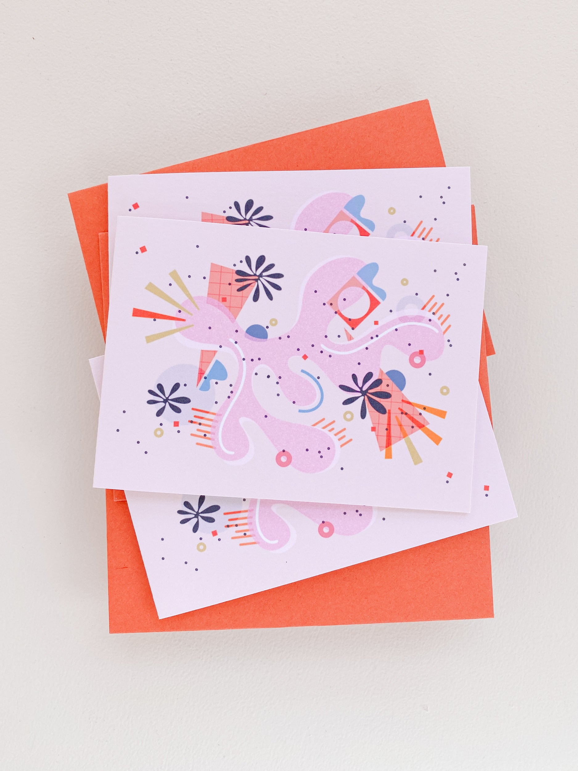 Pink Burst Notecard Set – 3.5x4.875 Folded Cards (Set of 3)