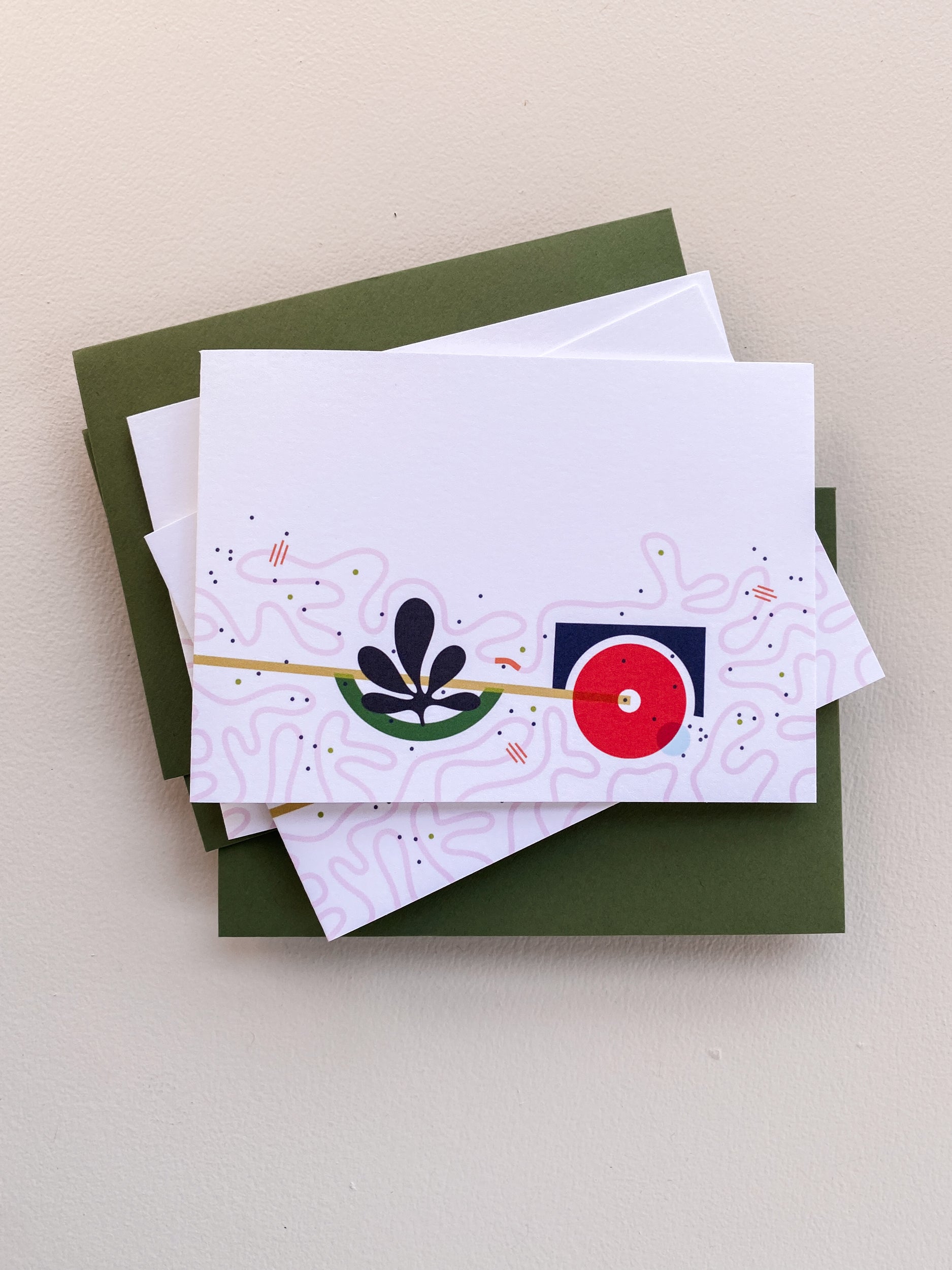 Pink Squiggle Notecard Set – 3.5x4.875 Folded Cards (Set of 3)
