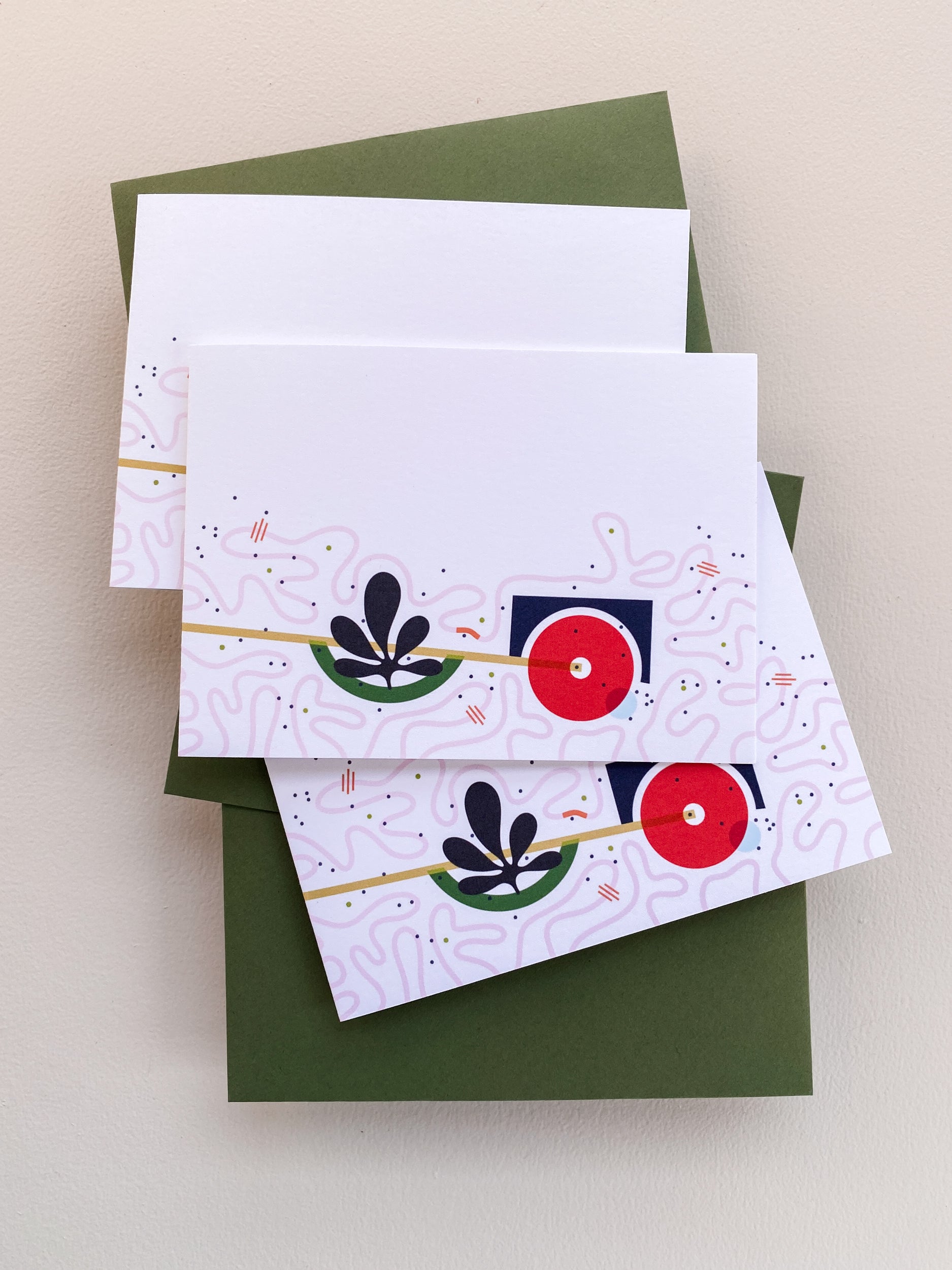 Pink Squiggle Notecard Set – 3.5x4.875 Folded Cards (Set of 3)