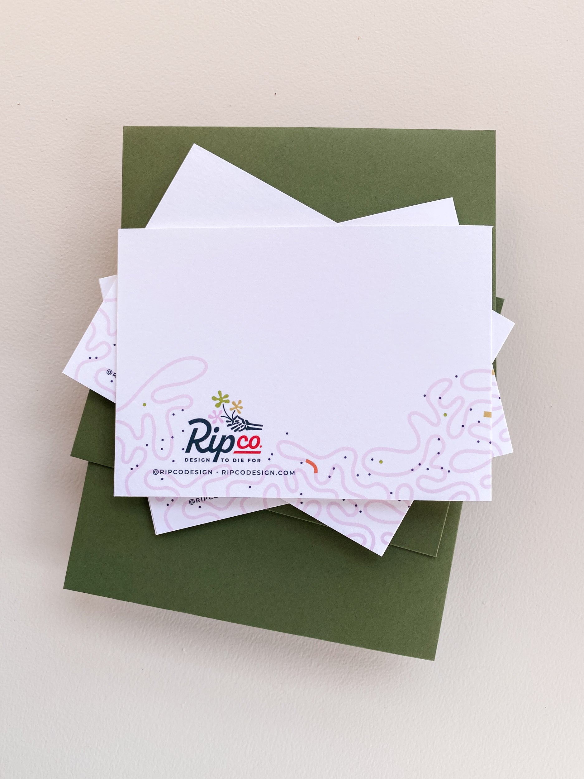 Pink Squiggle Notecard Set – 3.5x4.875 Folded Cards (Set of 3)