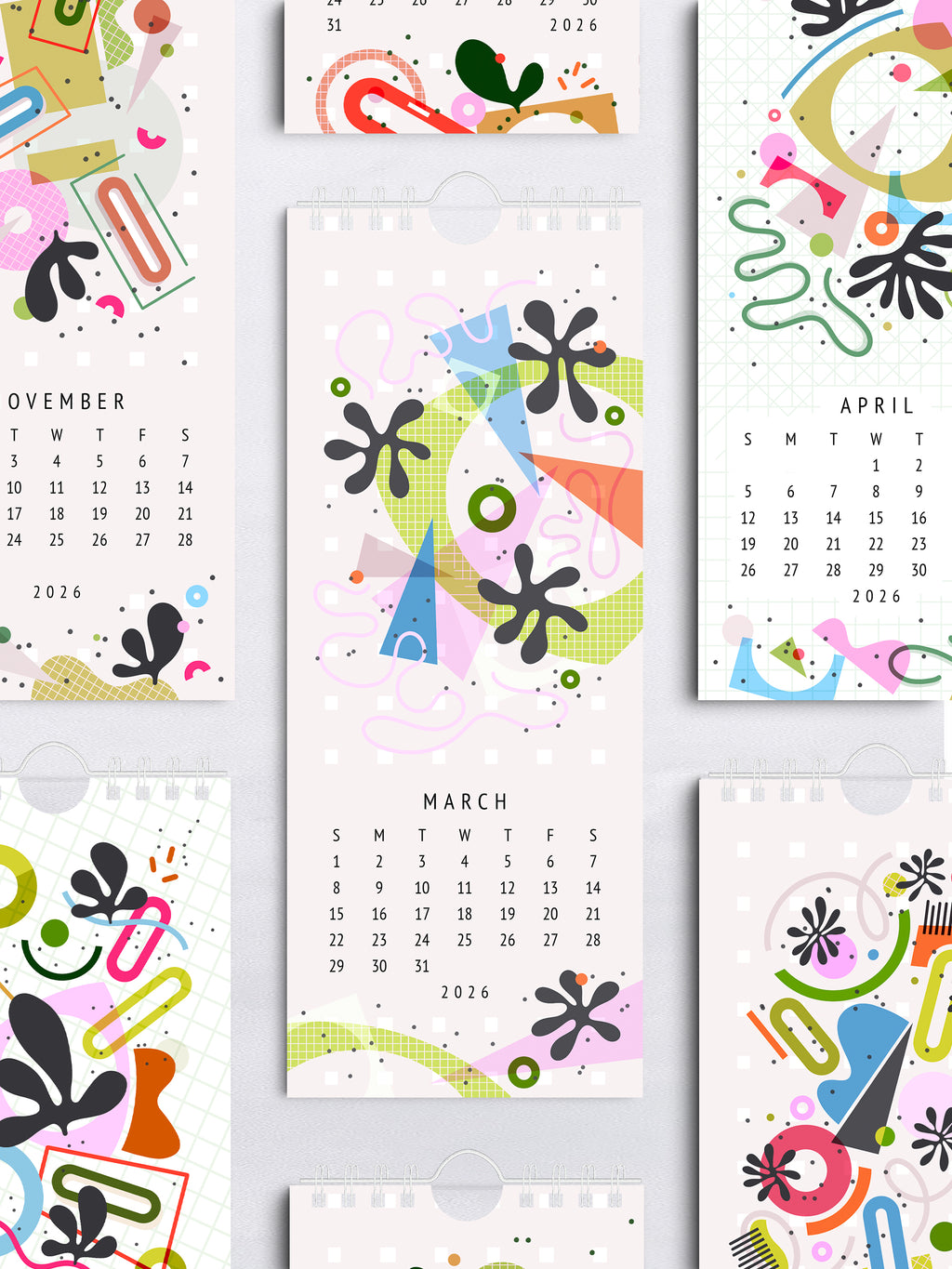 2026 Art Calendar – 4x10" Wire-Bound with 12 Frame-Ready Prints