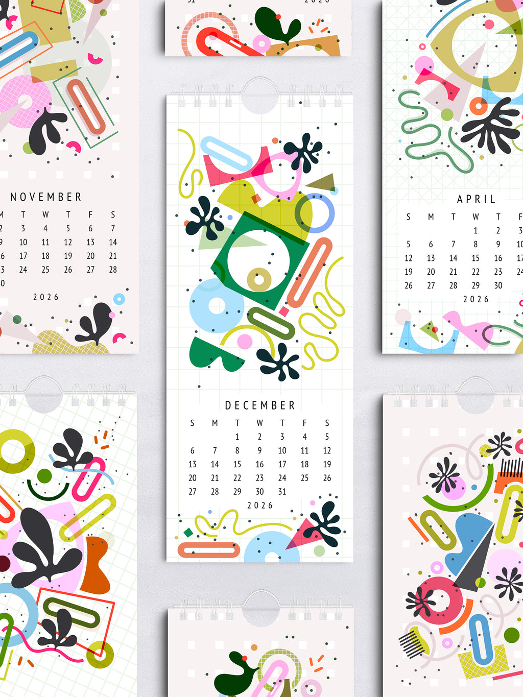 2026 Art Calendar – 4x10" Wire-Bound with 12 Frame-Ready Prints