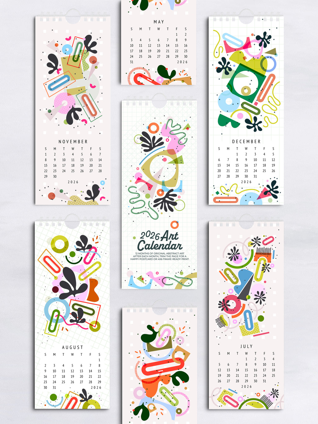 2026 Art Calendar – 4x10" Wire-Bound with 12 Frame-Ready Prints